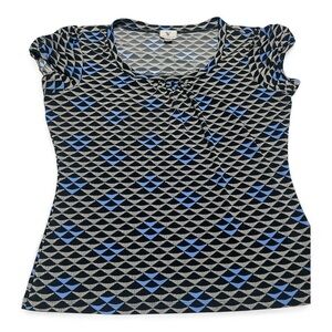 Women's Geometric Blue and Black Top